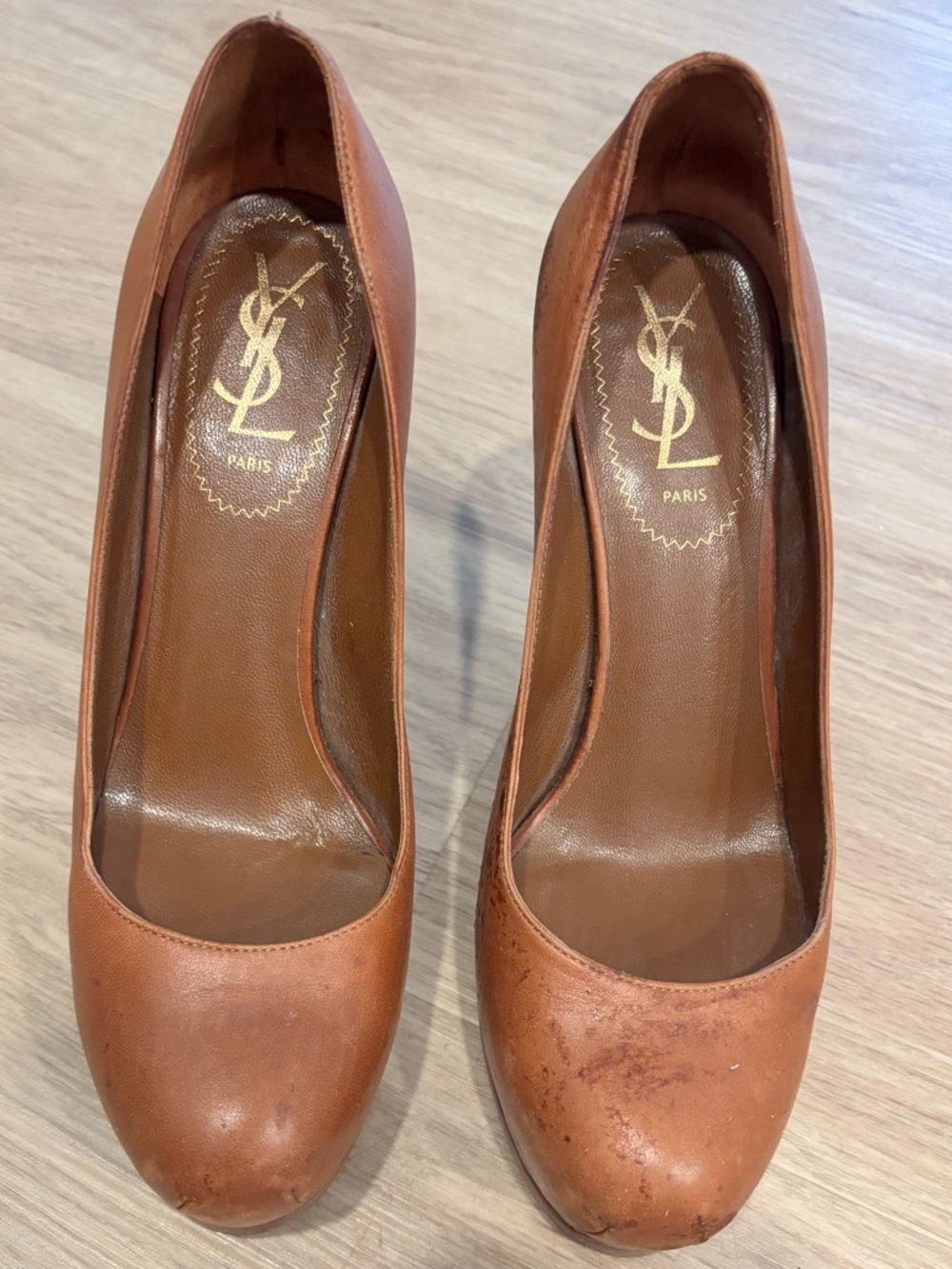 Yves Saint Laurent YSL Tribtoo Platform Heels Pumps Shoes Brown Leather 37  $995 - Picture 3 of 9